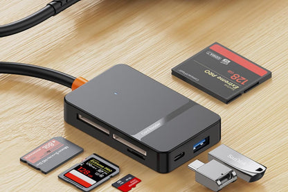 Memory Card Reader USB 3.0 to Compact Flash Memory Card Reader SD TF MS CF Card Reader Adapter V1263-JX-6325
