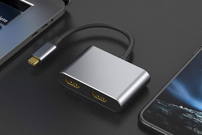 USB C to Dual HDMI Adapter 4K@30Hz Splitter for 2 Monitors Laptop V1263-JX-6329