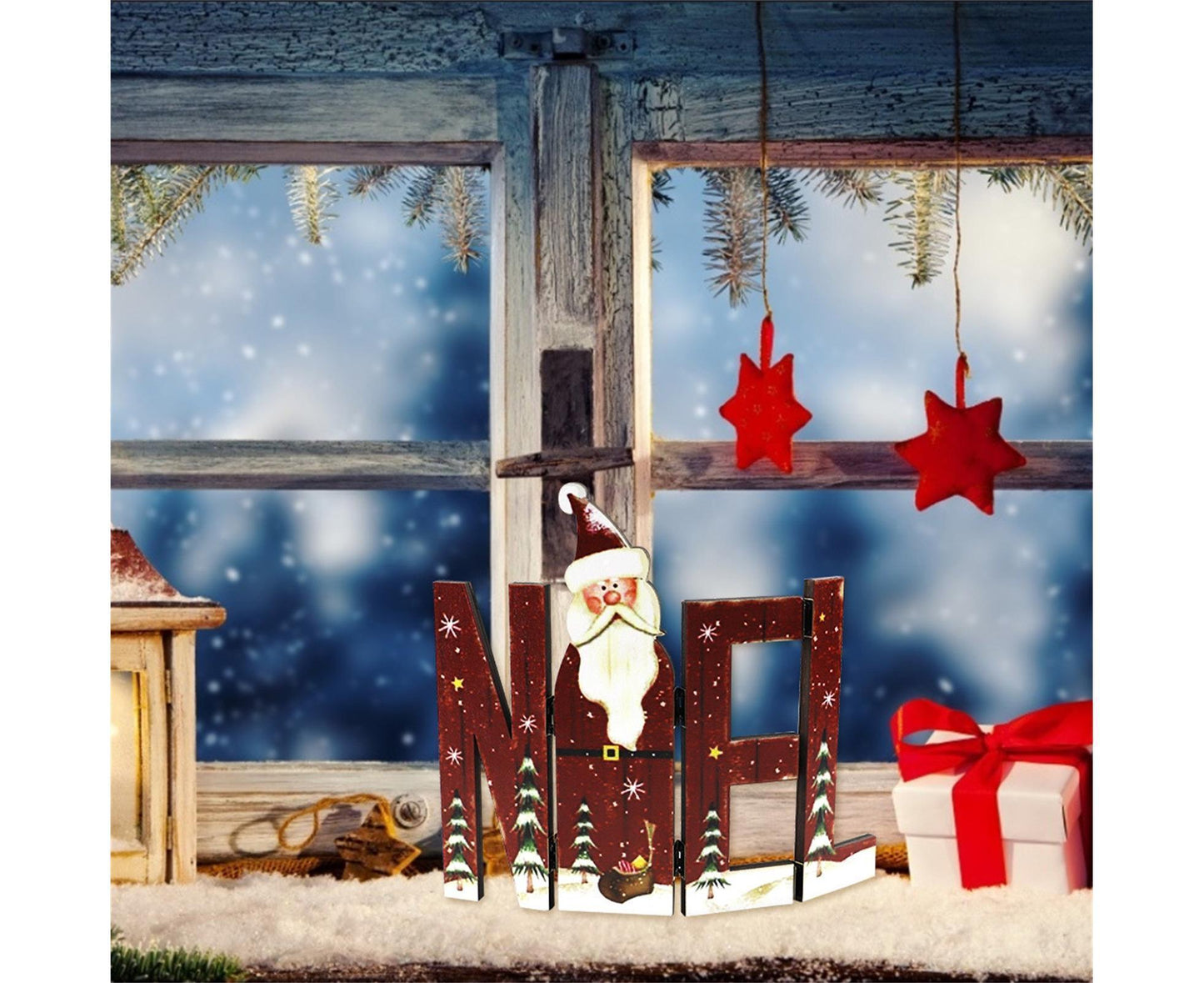 Foldable Eye-catching Christmas Ornament Wood Creative Cute Xmas Ornament for Decoration-Red V1263-JX-633