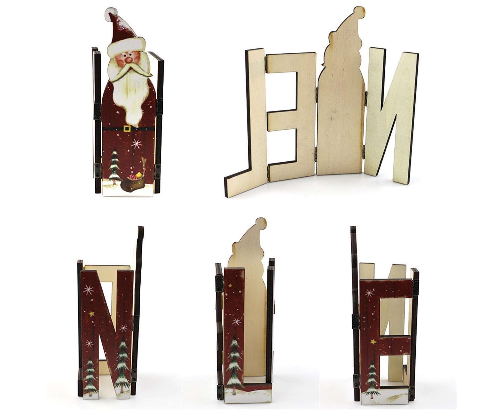 Foldable Eye-catching Christmas Ornament Wood Creative Cute Xmas Ornament for Decoration-Red V1263-JX-633