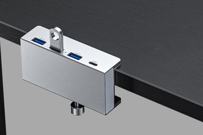 USB Hub 3.0 Aluminum 4-Port USB Adapter with 3 USB-A Data Ports for Monitors Desks - Silver V1263-JX-6335-2