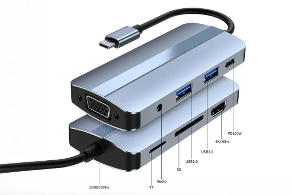 8-in-1 Docking Station Type-C to HDMI Multi-Display USB-C Hub PD 100W V1263-JX-6337