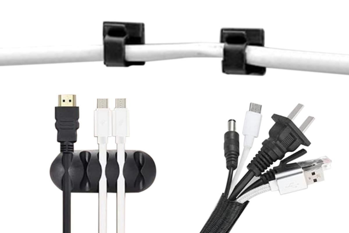 173Pcs Cable Management Organizer Kit Cable Sleeve Split with Self Adhesive Cable Clips Holder V1263-JX-6339