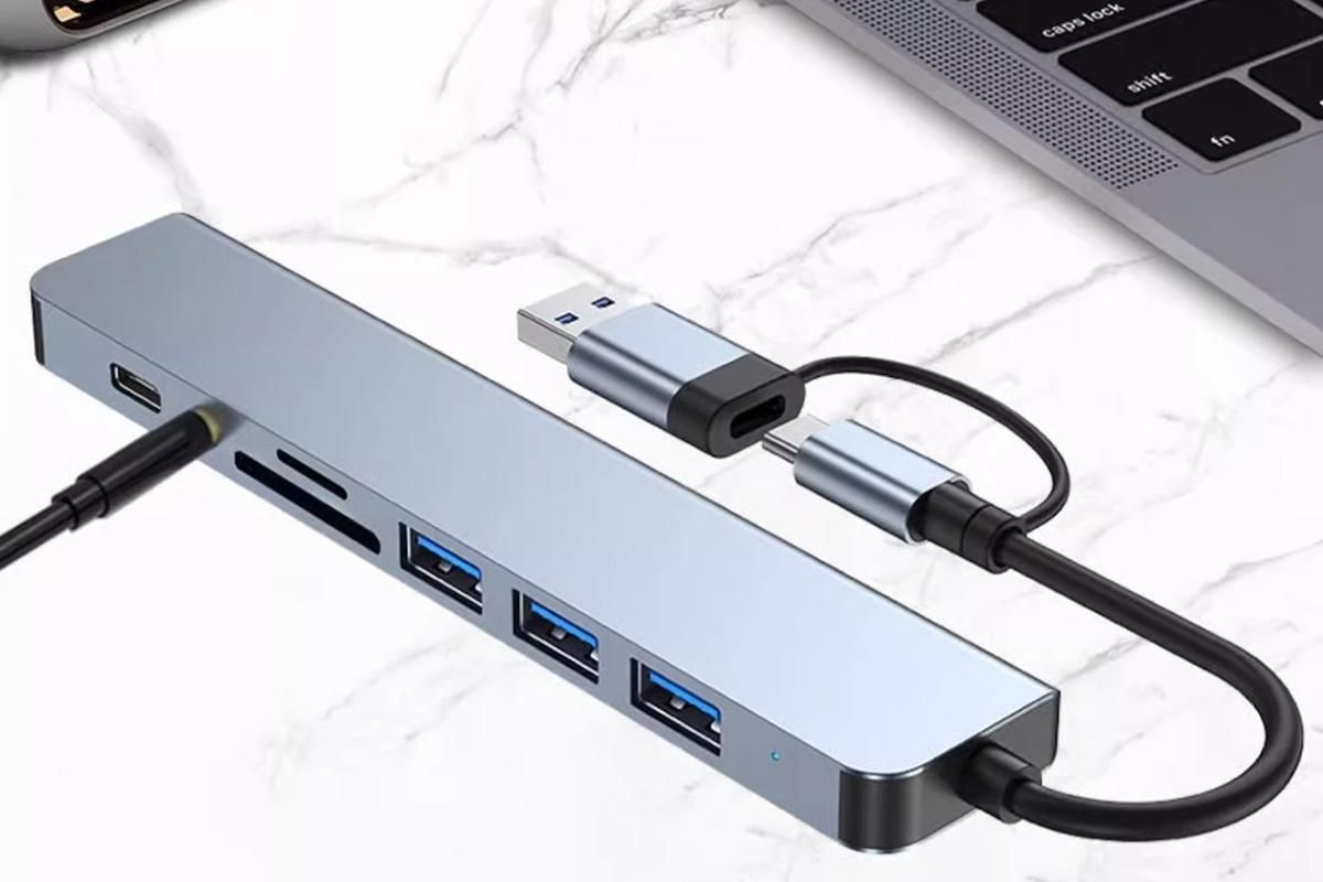 Multifunction Splitter Docking Hub 8 In 1 USB-C And USB-3.0 HUB Multiport Adapter for Laptop Tablet Devices V1263-JX-6341