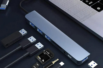Multifunction Splitter Docking Hub 8 In 1 USB-C And USB-3.0 HUB Multiport Adapter for Laptop Tablet Devices V1263-JX-6341