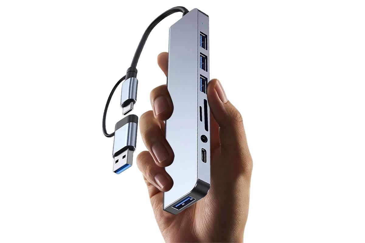Multifunction Splitter Docking Hub 8 In 1 USB-C And USB-3.0 HUB Multiport Adapter for Laptop Tablet Devices V1263-JX-6341