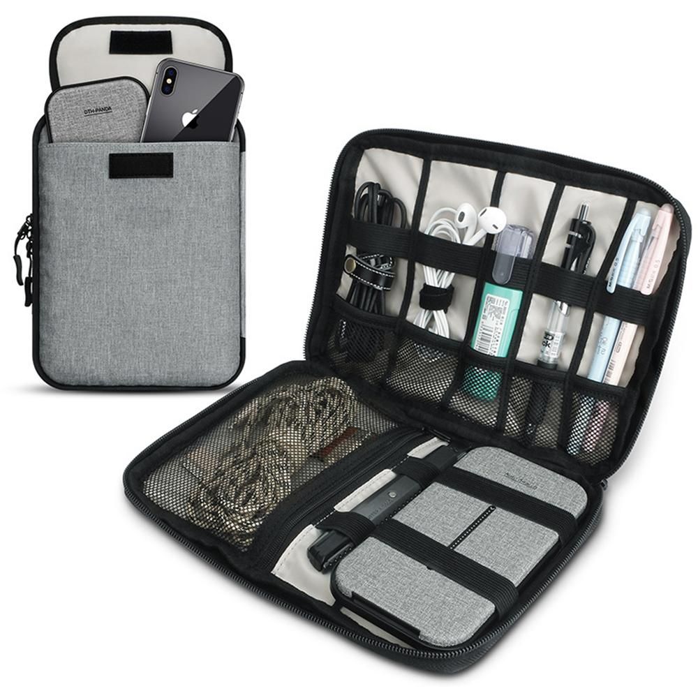 Travel Data Cable Storage Bag(Grey) V1263-JX-6342