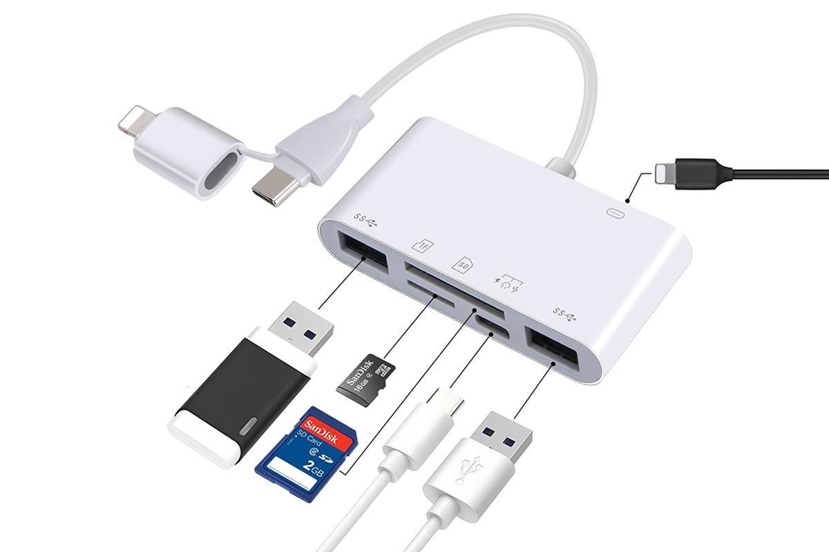 5 in 1 USB-C SD Card Reader USB-C to Memory Card OTG Adapter For iPhone iPad V1263-JX-6347