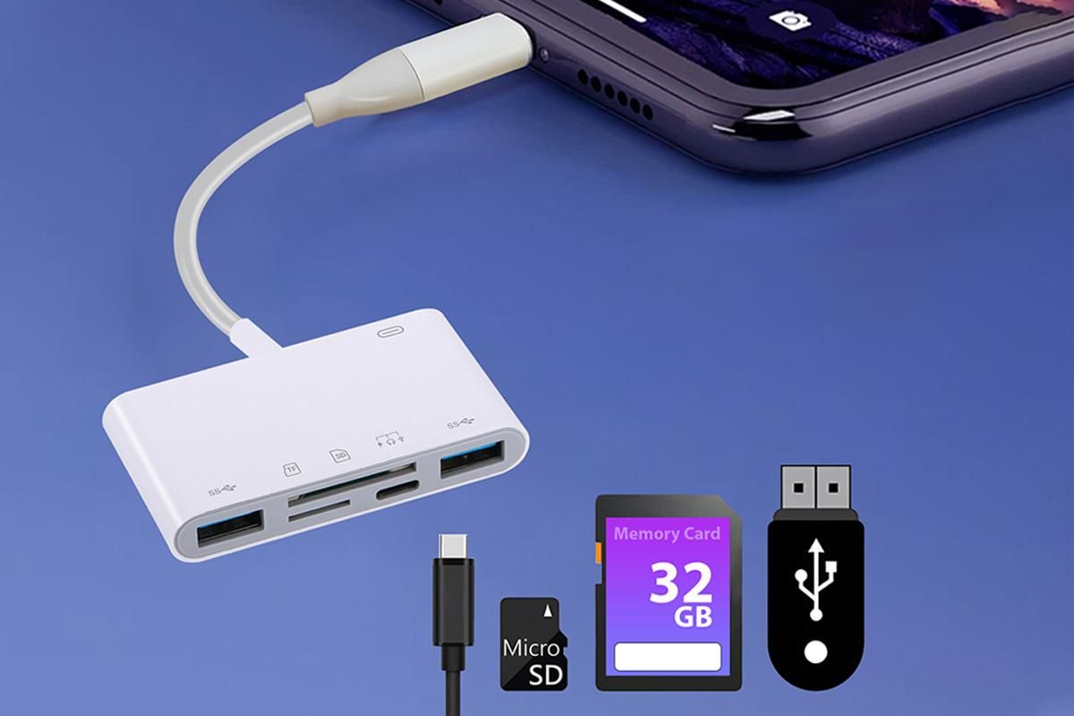 5 in 1 USB-C SD Card Reader USB-C to Memory Card OTG Adapter For iPhone iPad V1263-JX-6347