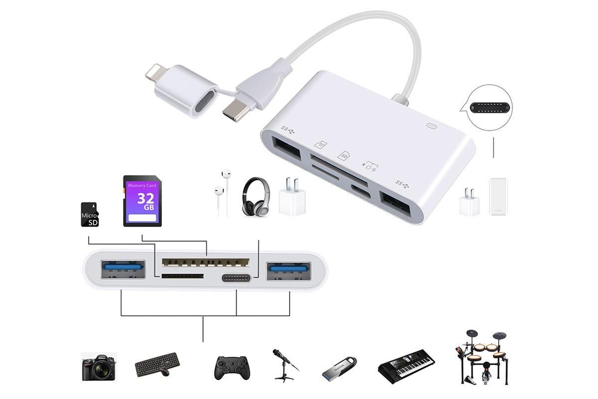 5 in 1 USB-C SD Card Reader USB-C to Memory Card OTG Adapter For iPhone iPad V1263-JX-6347