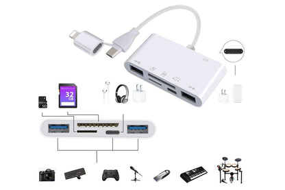 5 in 1 USB-C SD Card Reader USB-C to Memory Card OTG Adapter For iPhone iPad V1263-JX-6347