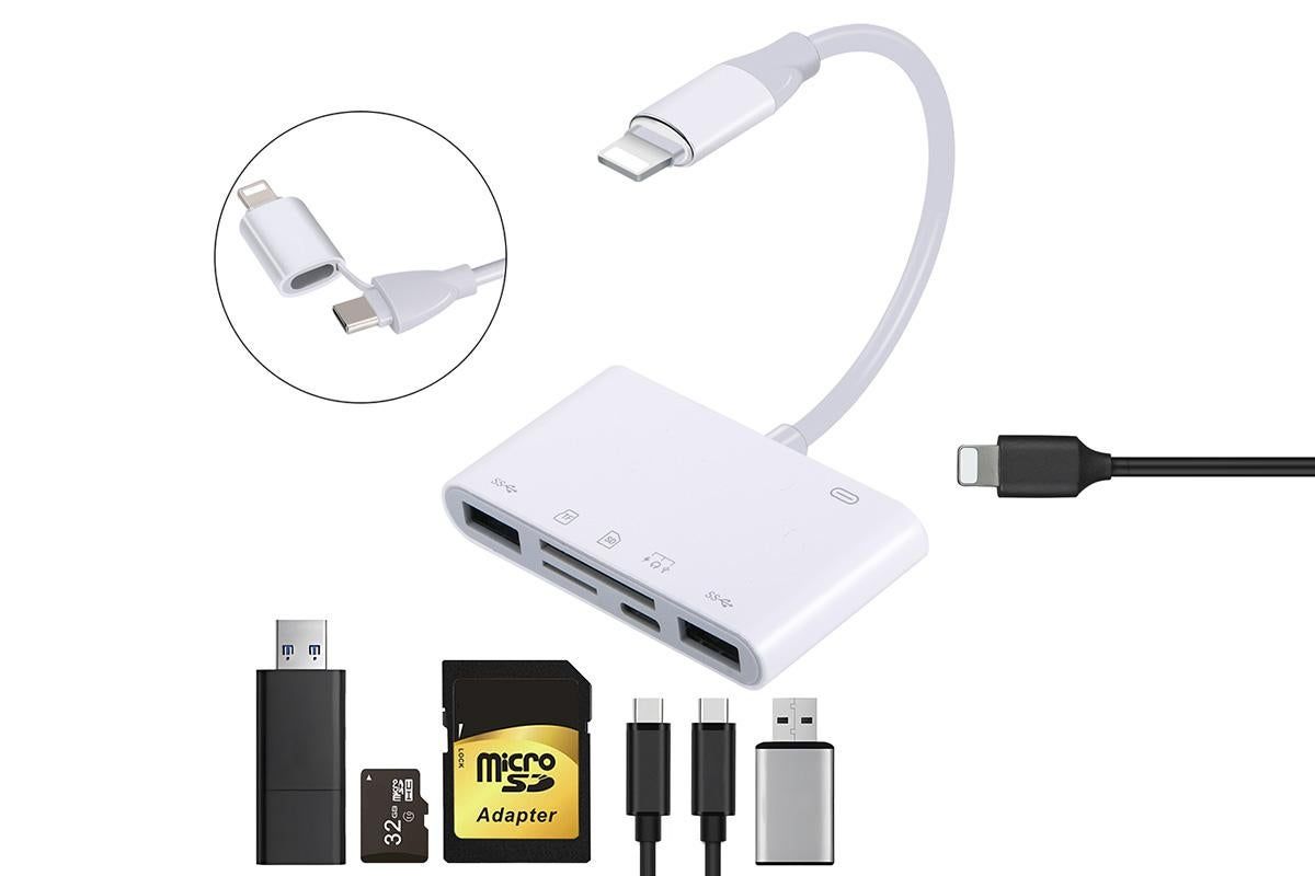 5 in 1 USB-C SD Card Reader USB-C to Memory Card OTG Adapter For iPhone iPad V1263-JX-6347