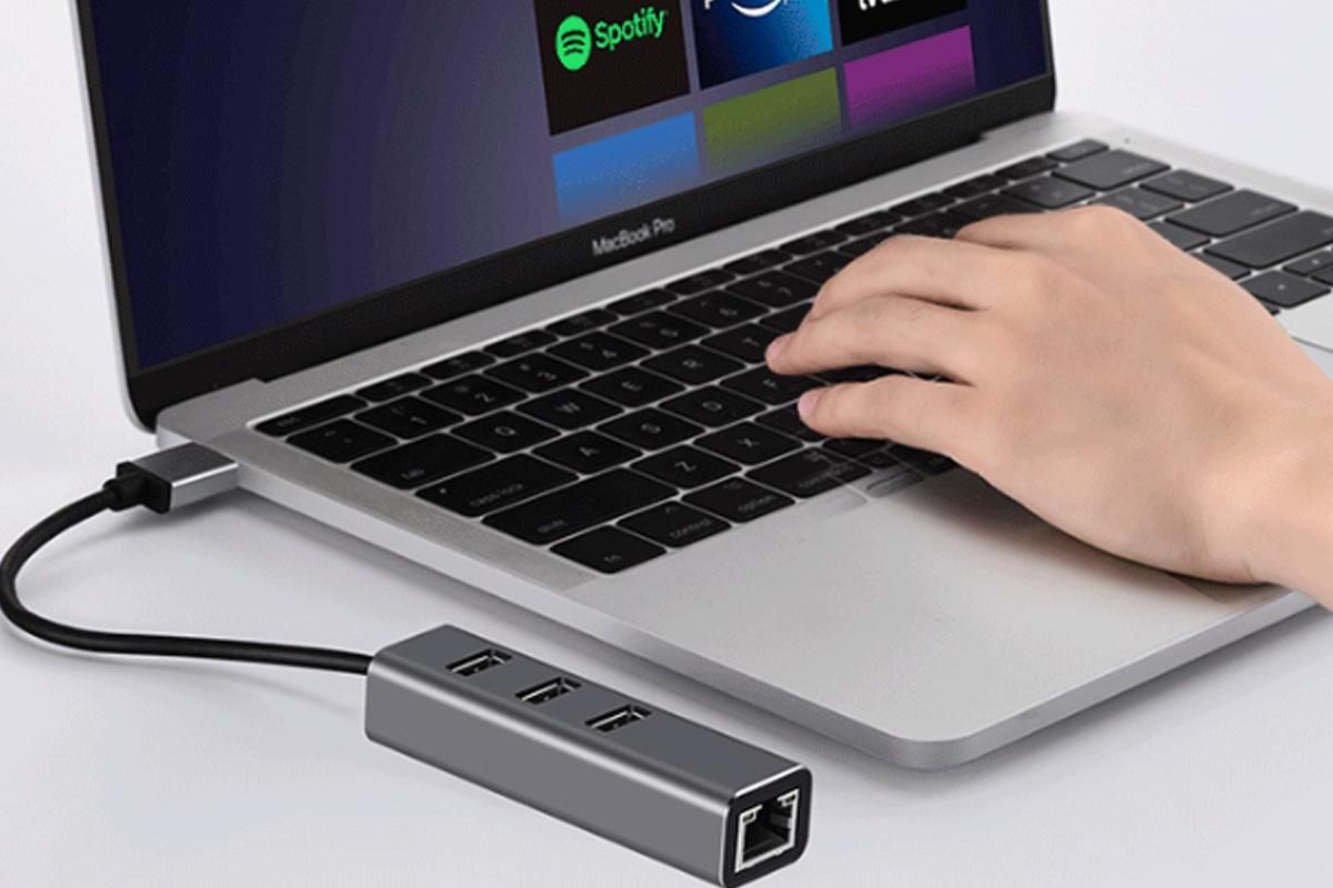 USB 3.0 to Gigabit Ethernet Adapter with 3-Port Hub V1263-JX-6349
