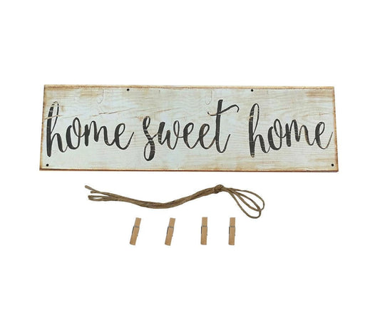 Vintage Sweet Home Letter Printed Wooden Wall Hanging Decor Photo Clip Ornament V1263-JX-635