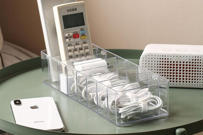 Cable Organizer Storage Box Desktop Power Cord Organizer with 7 Compartments for Office V1263-JX-6351