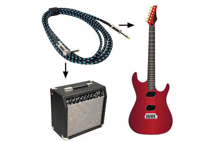 3m Electric Guitar Cord Cable 6.35mm Jacks For Amp Pedals Instrument V1263-JX-6353
