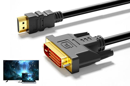 HDMI to DVI-D 24+1 Pin Digital Cable Lead for HDTV PS3 PS4 Switch 360 TV - 1.5m V1263-JX-6354