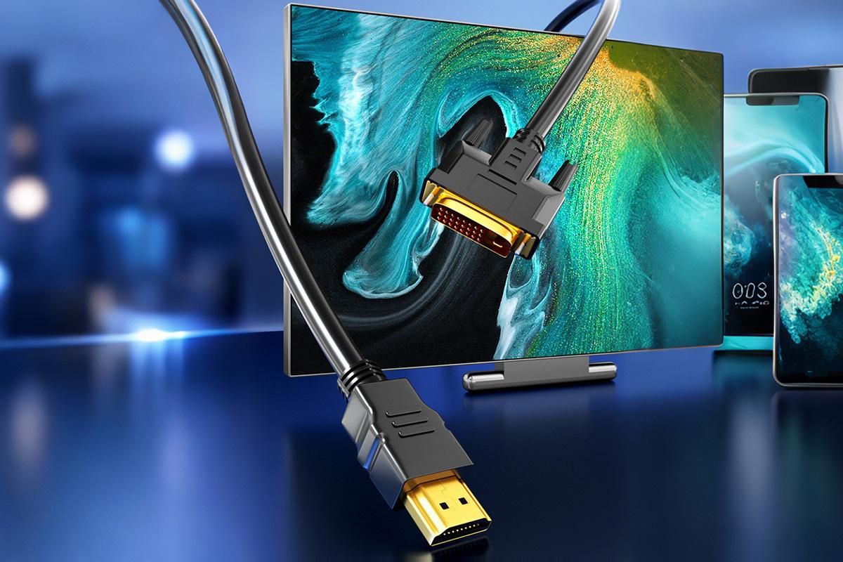 HDMI to DVI-D 24+1 Pin Digital Cable Lead for HDTV PS3 PS4 Switch 360 TV - 1.5m V1263-JX-6354