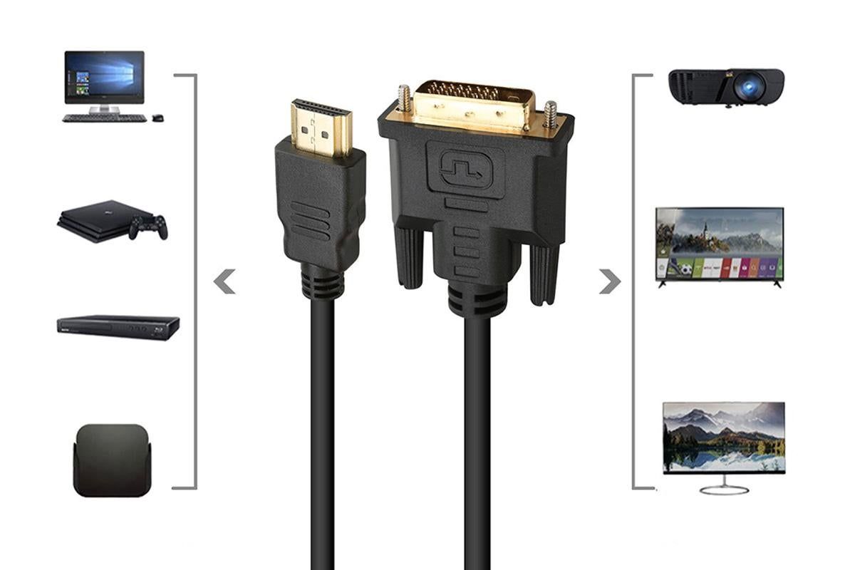 HDMI to DVI-D 24+1 Pin Digital Cable Lead for HDTV PS3 PS4 Switch 360 TV - 1.5m V1263-JX-6354