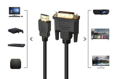 HDMI to DVI-D 24+1 Pin Digital Cable Lead for HDTV PS3 PS4 Switch 360 TV - 1.5m V1263-JX-6354