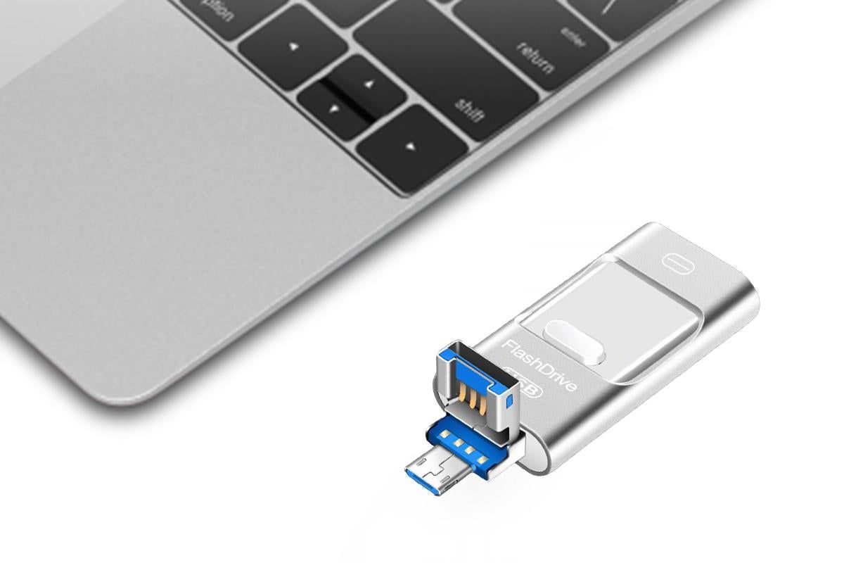 128GB Flash Drive 3 in 1 USB 3.0 Type C External Storage Device for iPhone iPad Android Phone and Computer - V1263-JX-6356