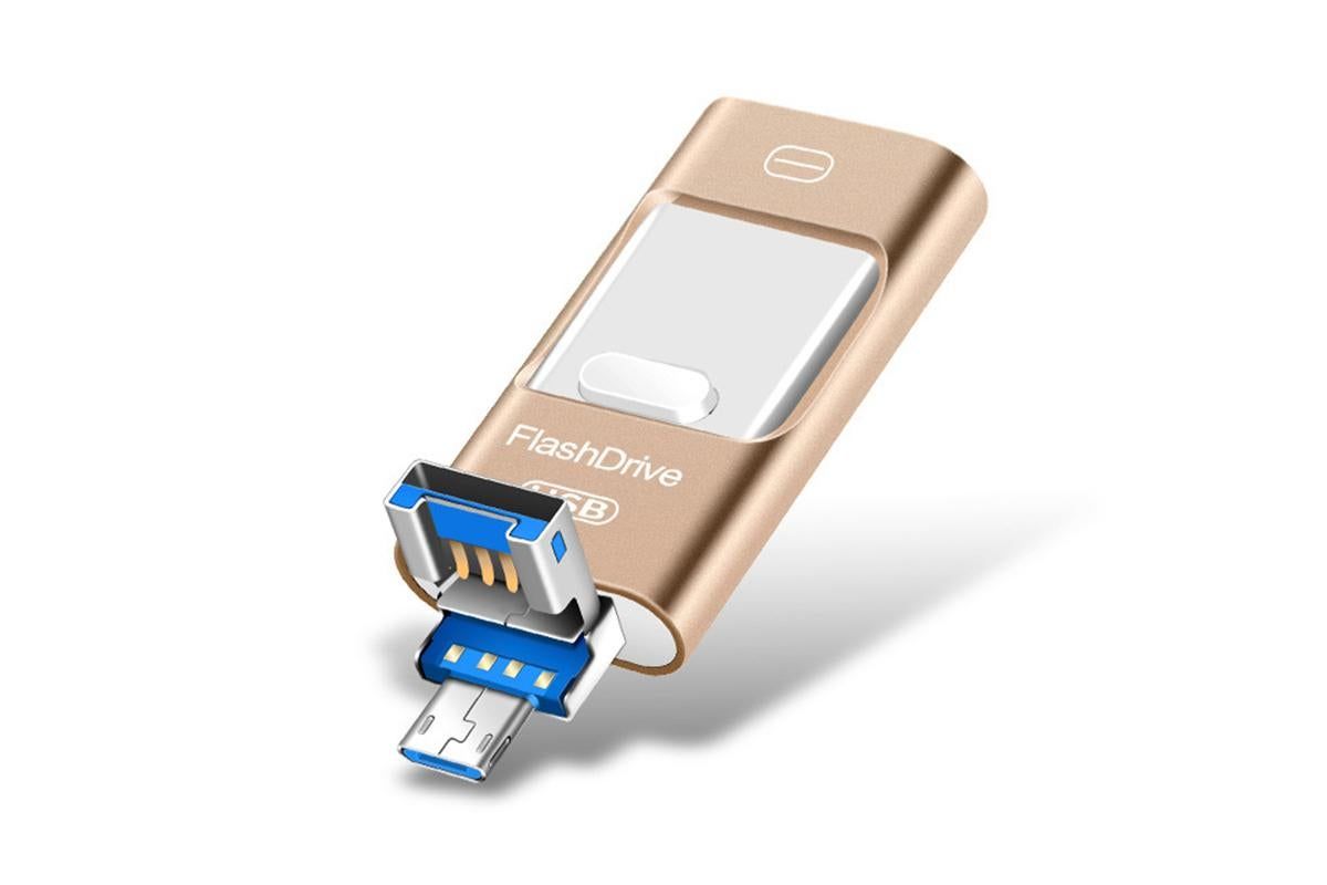 128GB Flash Drive 3 in 1 USB 3.0 Type C External Storage Device for iPhone iPad Android Phone and Computer - V1263-JX-6356