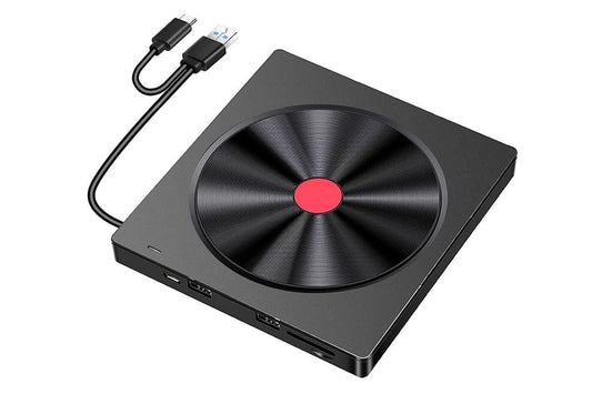 5 in 2 Computer External CD DVD Drive USB 3.0 Portable Optical Drive Burner for Windows Mac Linux V1263-JX-6358