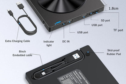 5 in 2 Computer External CD DVD Drive USB 3.0 Portable Optical Drive Burner for Windows Mac Linux V1263-JX-6358