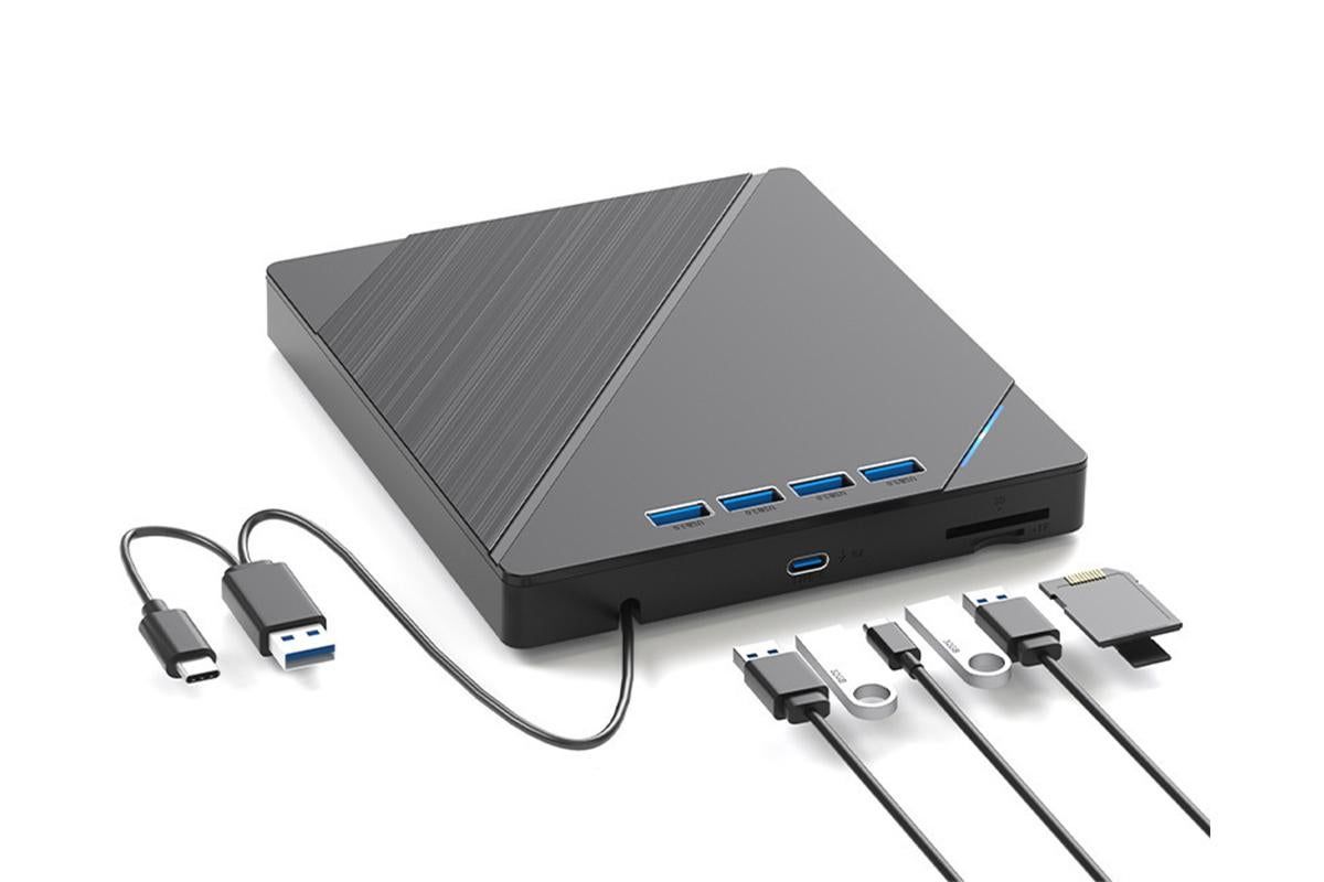 7 in 1 External CD DVD Drive USB 3.0 Burner Writer with Card Reader for Laptop V1263-JX-6360