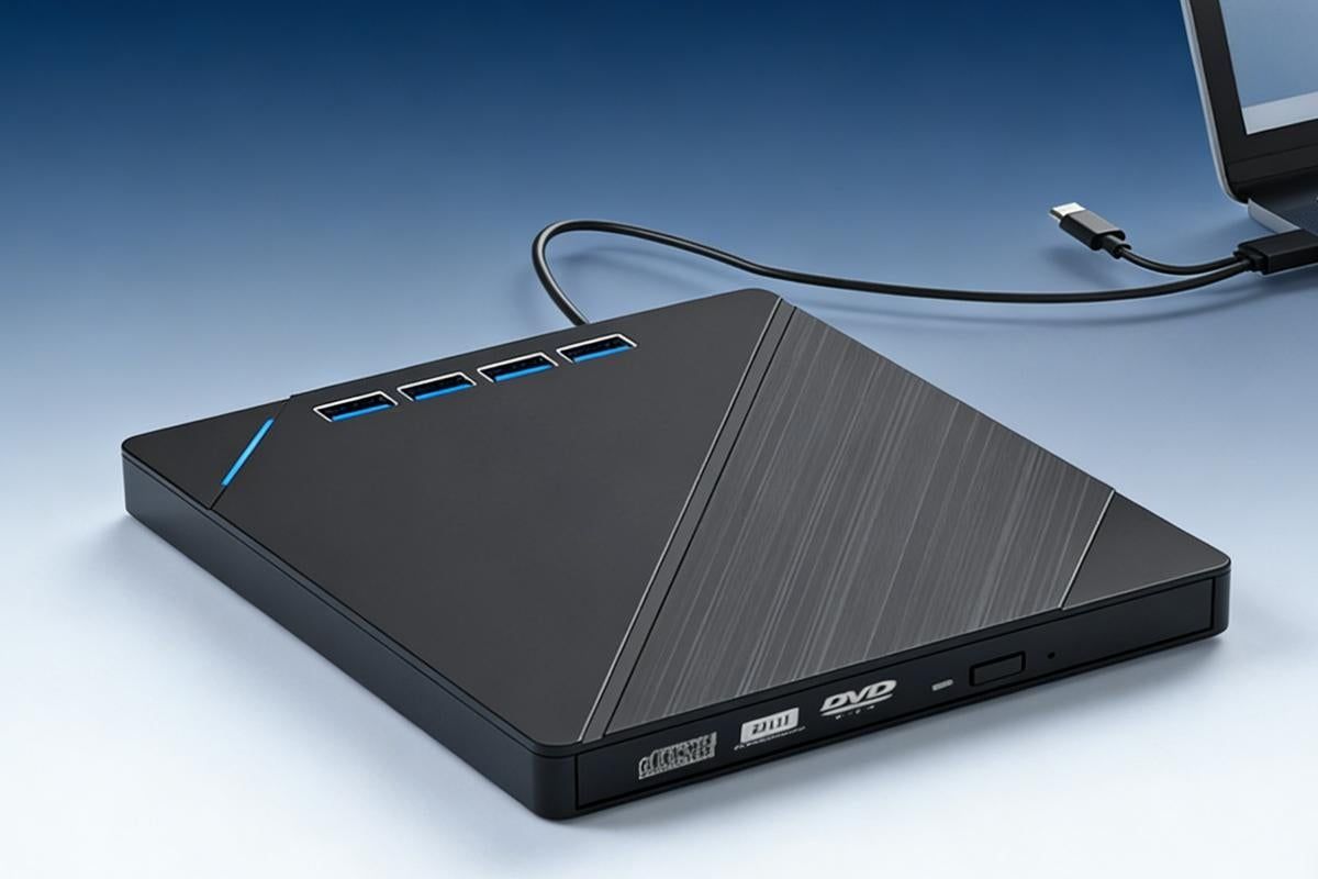 7 in 1 External CD DVD Drive USB 3.0 Burner Writer with Card Reader for Laptop V1263-JX-6360