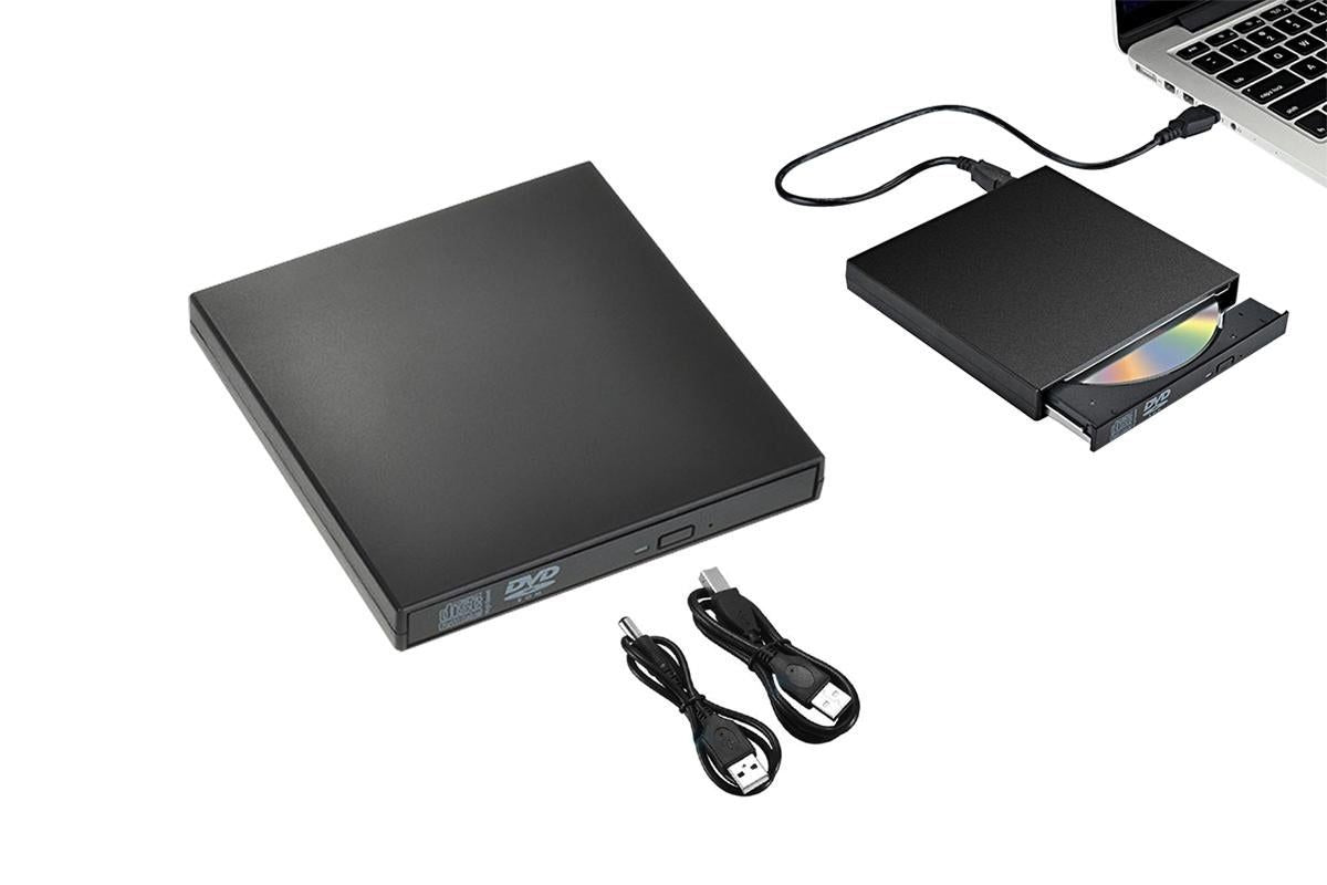 USB 2.0 Slim Protable External CD-RW Drive Writer Player for Laptop Notebook PC Desktop Computer -Black V1263-JX-6363-1