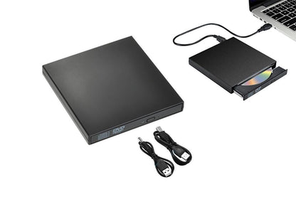 USB 2.0 Slim Protable External CD-RW Drive Writer Player for Laptop Notebook PC Desktop Computer -Black V1263-JX-6363-1