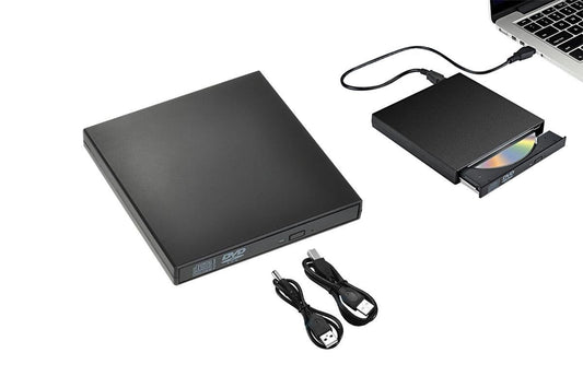 USB 2.0 Slim Protable External CD-RW Drive Writer Player for Laptop Notebook PC Desktop Computer -Black V1263-JX-6363-1