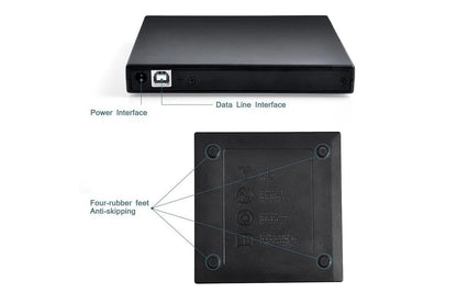 USB 2.0 Slim Protable External CD-RW Drive Writer Player for Laptop Notebook PC Desktop Computer -Black V1263-JX-6363-1