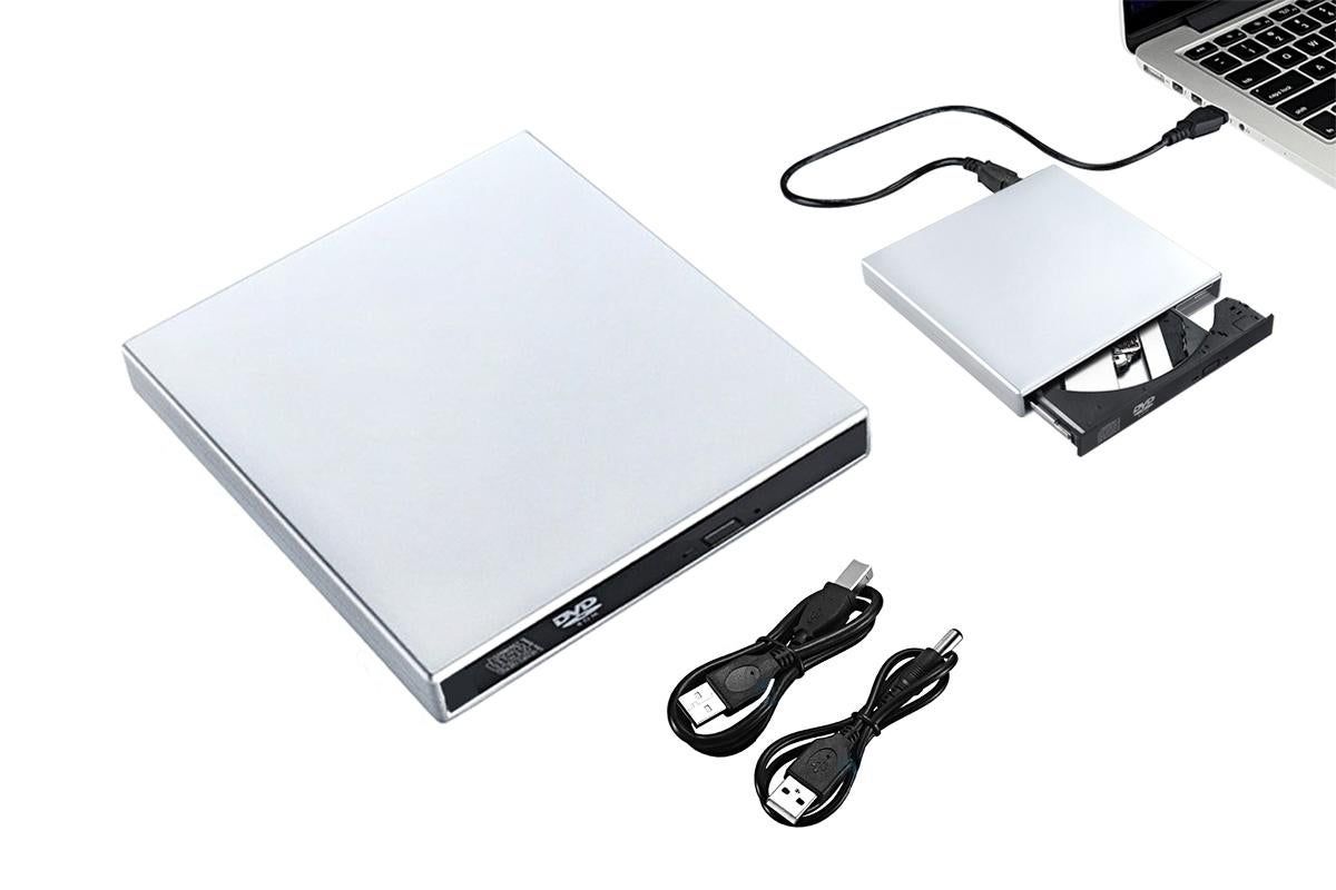 USB 2.0 Slim Protable External CD-RW Drive Writer Player for Laptop Notebook PC Desktop Computer -Silver V1263-JX-6363-2