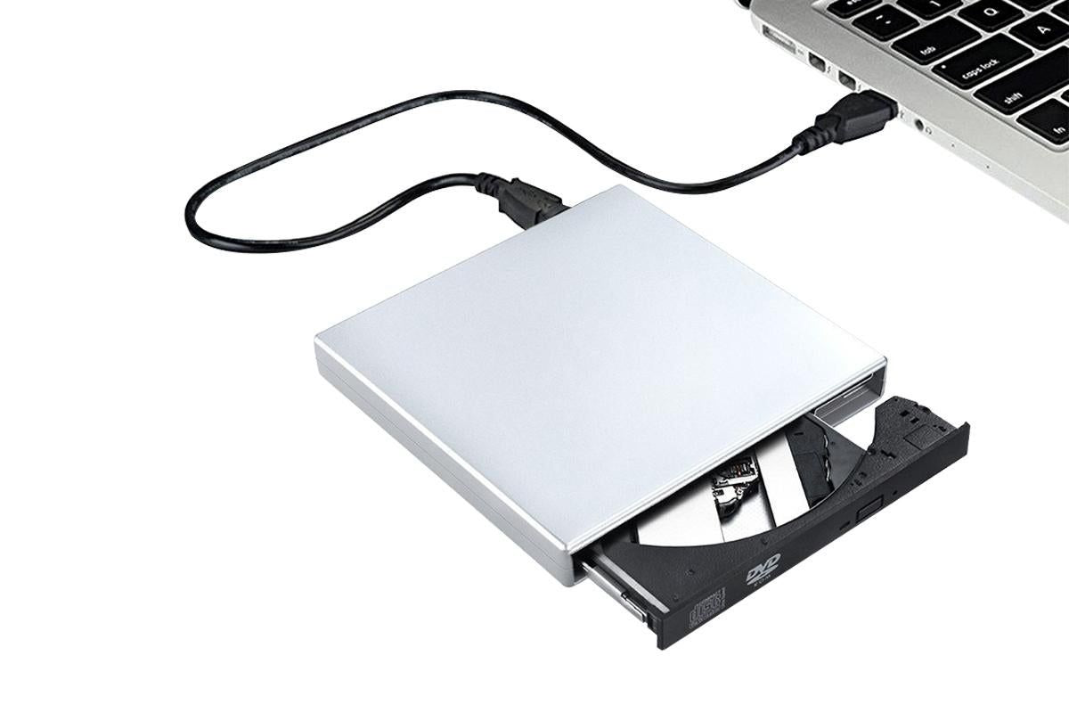 USB 2.0 Slim Protable External CD-RW Drive Writer Player for Laptop Notebook PC Desktop Computer -Silver V1263-JX-6363-2