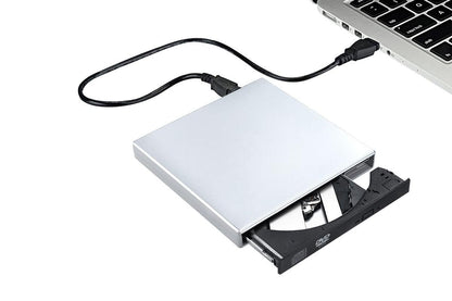 USB 2.0 Slim Protable External CD-RW Drive Writer Player for Laptop Notebook PC Desktop Computer -Silver V1263-JX-6363-2