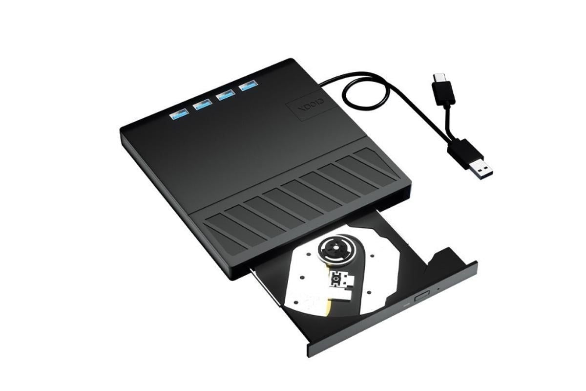 USB 3.0 & Type-C External DVD Drive with 7-in-1 Function - CD/DVD Burner & Card Reader for Laptop V1263-JX-6365