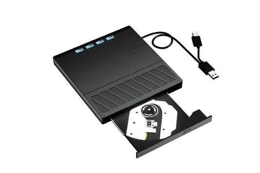 USB 3.0 & Type-C External DVD Drive with 7-in-1 Function - CD/DVD Burner & Card Reader for Laptop V1263-JX-6365
