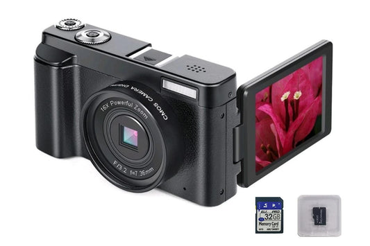 4K Digital Camera for Outdoor Photography With 32GB TF Card 180 Degree Flip Screen 16X Zoom 48MP Autofocus V1263-JX-6367