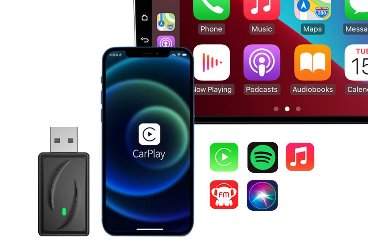 Wireless Adapter Auto Connect USB Dongle Compatible with Wired Carplay Android 2 in 1 Carplay Android Auto V1263-JX-6370