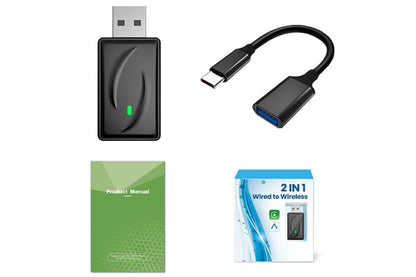 Wireless Adapter Auto Connect USB Dongle Compatible with Wired Carplay Android 2 in 1 Carplay Android Auto V1263-JX-6370