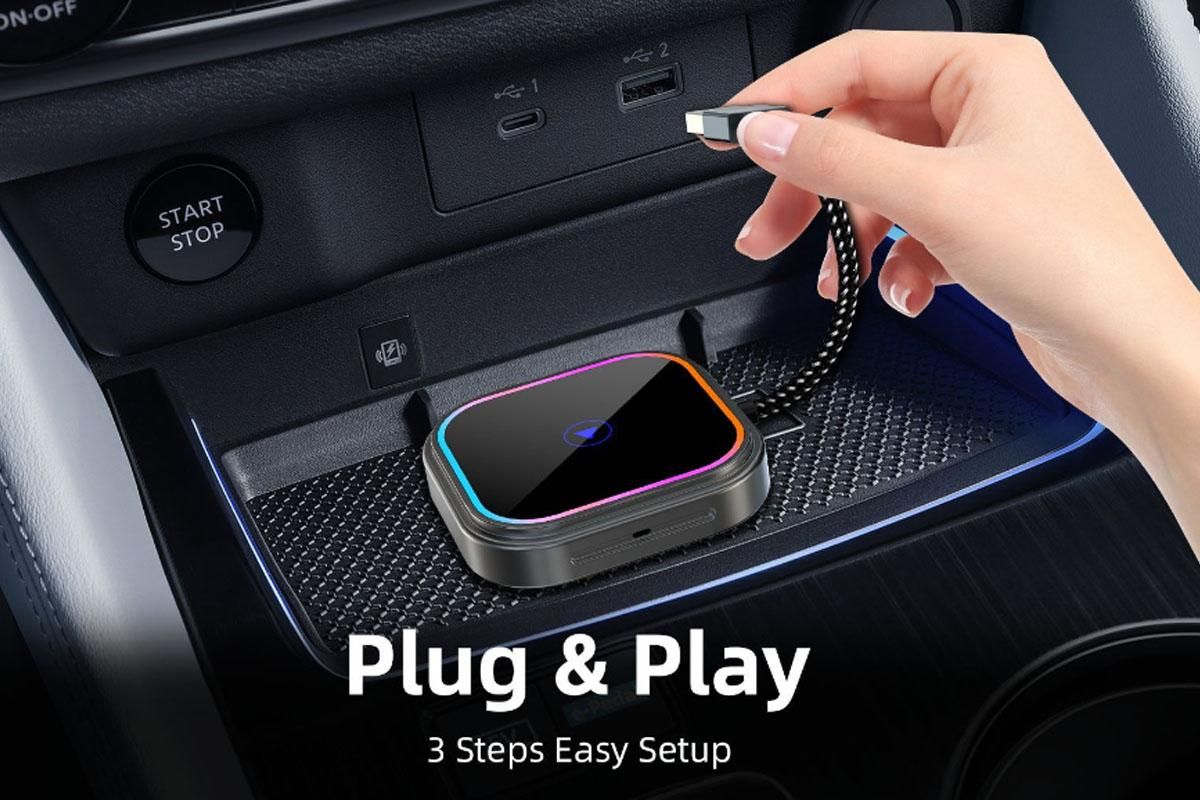Wireless CarPlay Adapter for Car USB to Type-C Plug and Play Compatible with iPhone V1263-JX-6371