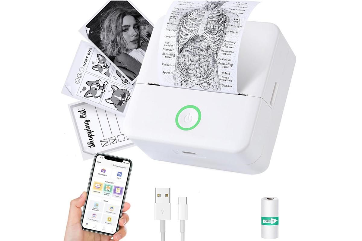 Thermal Mini Printer Mini Pocket Wireless Thermal Printer Bluetooth Photo Inkless Sticker Printer Compatible V1263-JX-6374-1