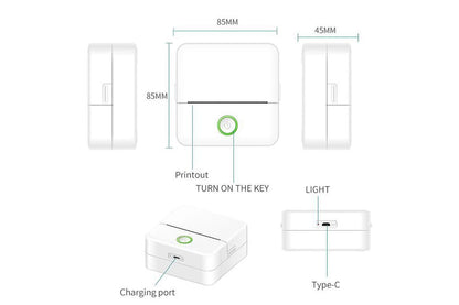 Thermal Mini Printer Mini Pocket Wireless Thermal Printer Bluetooth Photo Inkless Sticker Printer Compatible V1263-JX-6374-1