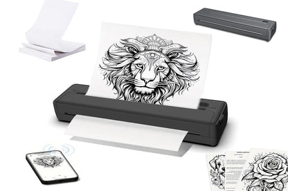 Portable Printer Wireless Bluetooth A4 Thermal Mobile Printer with 100Pcs Thermal Paper Inkless Printer V1263-JX-6375