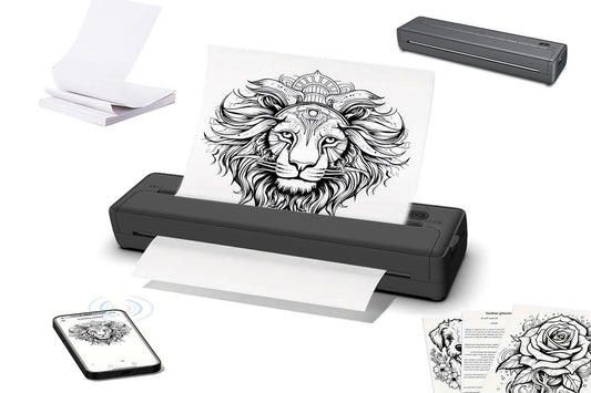 Portable Printer Wireless Bluetooth A4 Thermal Mobile Printer with 100Pcs Thermal Paper Inkless Printer V1263-JX-6375
