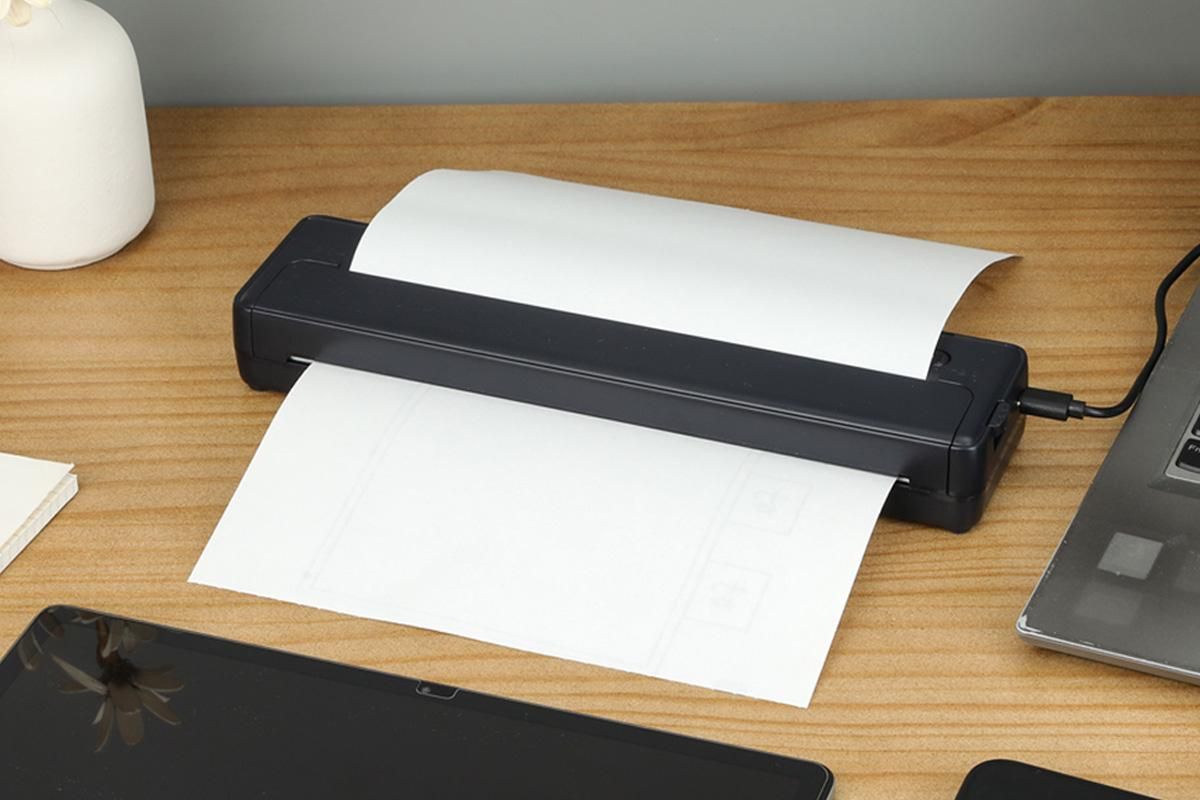 Portable Printer Wireless Bluetooth A4 Thermal Mobile Printer with 100Pcs Thermal Paper Inkless Printer V1263-JX-6375