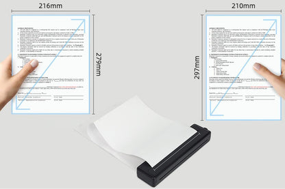 Portable Printer Wireless Bluetooth A4 Thermal Mobile Printer with 100Pcs Thermal Paper Inkless Printer V1263-JX-6375
