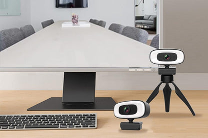 4K Webcam with Ring Light Built in Microphone and Tripod for Video Conferencing V1263-JX-6384